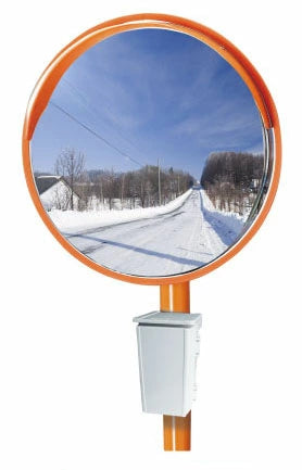 【設置基準合格品】安全道路反射鏡 プリントヒーターで、鏡面の曇りや 氷結を強力に抑える!Φ600 二面鏡 【60cm】カーブミラー 安全ミラー 道路反射鏡 商業施設内 道路鏡 二面鏡 2面鏡 丸形 丸型 Φ600 寒冷地 凍結防止 雪 豪雪地帯 電熱防曇ミラー ナック・ケイ・エス 1mel0600w