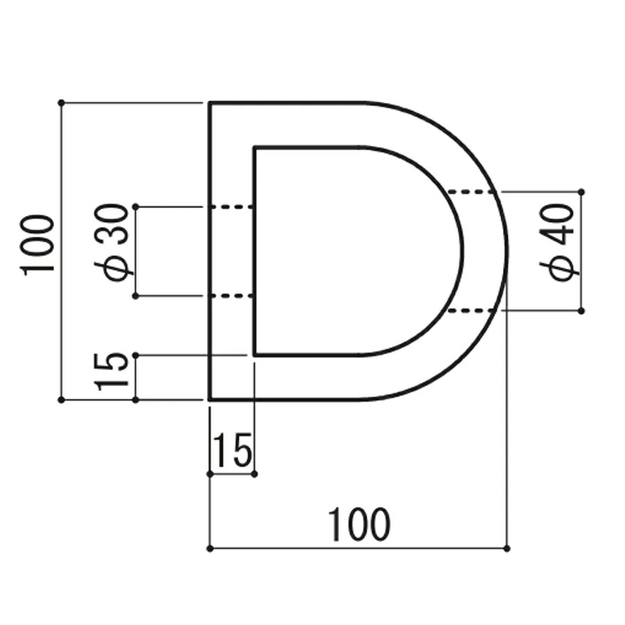 ターミナルラバー (穴あき金具付)車止め 高さ(H)100×幅(W)100×長さ(L)2000 D型ゴム【日本製 信栄物産】衝撃吸収材 【送料無料】