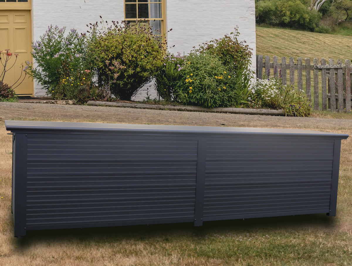 ベンチボックス BB180-BK 軽さと耐久性が自慢の アルミ製  収納ボックス  便利な野外ベンチに!お庭周りの収納箱として! 南京錠 取付け金具付きで 安心安全! 軽い 軽量 収納 ソフトクローズ シンプル おしゃれ アルミ 小さい 小さいサイズ 静か ゆっくり 閉まる