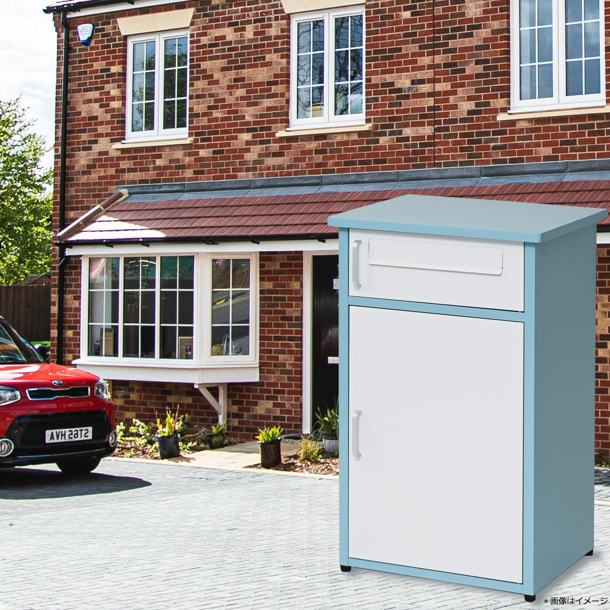 【公式】TBB-4978-WS 宅配ボックス2段 ホワイト×ブルー ダイマツ DM限定 オリジナル宅配BOX ~安心で丈夫な設計~ ご不在時の置き配にピッタリな商品です。 宅配ボックス 一戸建て用 大型 特大 大容量 置き配ボックス 防水 アパート マンション