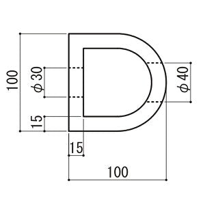 ターミナルラバー (穴あき金具付)車止め 高さ(H)100×幅(W)100×長さ(L)3000 D型ゴム【日本製 信栄物産】衝撃吸収材 【送料無料】