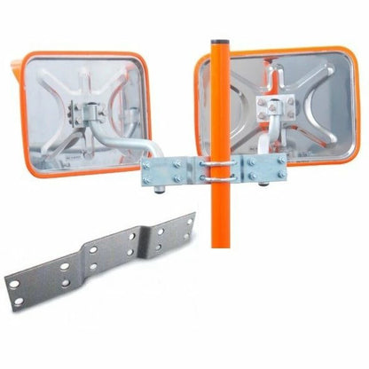 【構内・室内用】カーブミラー ステンレス製 350×450 二面鏡 【45cm】アンゼンミラー　ステンレス　角形　350×450　2面鏡 4AST3545W ナック・ケイ・エス 鏡面・裏板 ともにステンレス製！ 車庫入れや 子供の飛び出し確認に！