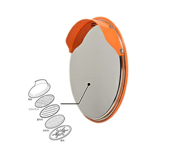 蓄熱材入ミラーで霧・霜・結露を防止します 【60cm】カーブミラー 安全ミラー 道路反射鏡 店舗 商業施設内 道路鏡 ステンレス 製 大型ミラー 丸型 直径600mm くもり防止 ミラー 蓄熱 寒冷地 オレンジ 大型 【日本製シンコーミラー】