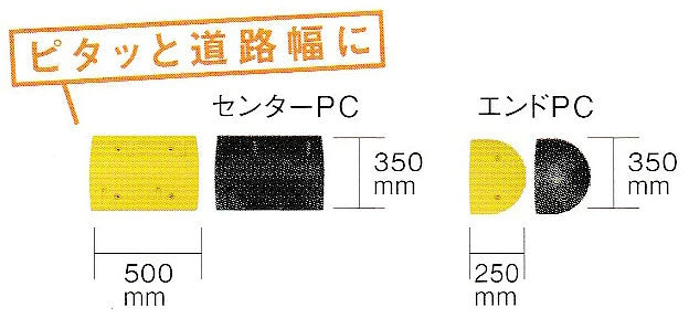《A250シリーズ》かちっと車1台分　W2500×D350×H50ｍｍ 昔から使用されている定番商品♪　迷ったらコチラおすすめ♪ 減速ロードハンプ（減速帯） HP-AR2500　片側車線用タイプ 　 黒と黄色のストライプで よく目立つ！ 夜間はライトに反射で 視認バツグン！
