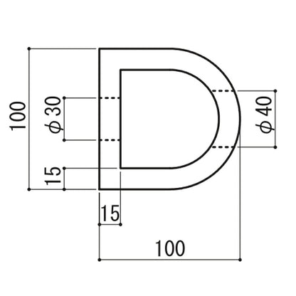 ターミナルラバー　（穴あき金具付）車止め　高さ(H)100×幅(W)100×長さ（Ｌ）2000　 D型ゴム【日本製　信栄物産】衝撃吸収材　【送料無料】