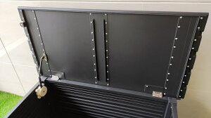 ベンチボックス BB90-BK 軽さと耐久性が自慢の アルミ製  収納ボックス  便利な野外ベンチに！お庭周りの収納箱として！ 南京錠 取付け金具付きで 安心安全！ 軽い 軽量 収納 ソフトクローズ シンプル おしゃれ アルミ 小さい 小さいサイズ 静か ゆっくり 閉まる