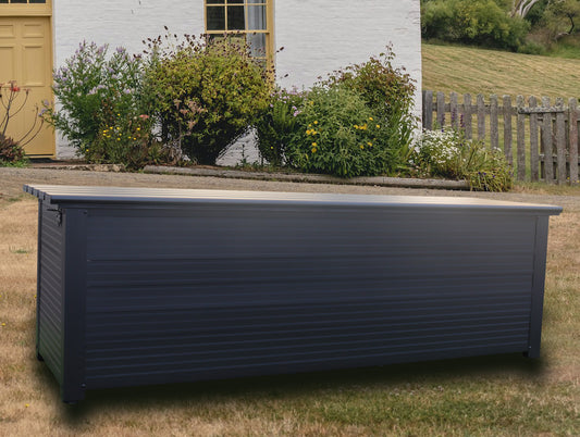 ベンチボックス BB150-BK 軽さと耐久性が自慢の アルミ製  収納ボックス  便利な野外ベンチに！お庭周りの収納箱として！ 南京錠 取付け金具付きで 安心安全！ 軽い 軽量 収納 ソフトクローズ シンプル おしゃれ アルミ 小さい 小さいサイズ 静か ゆっくり 閉まる