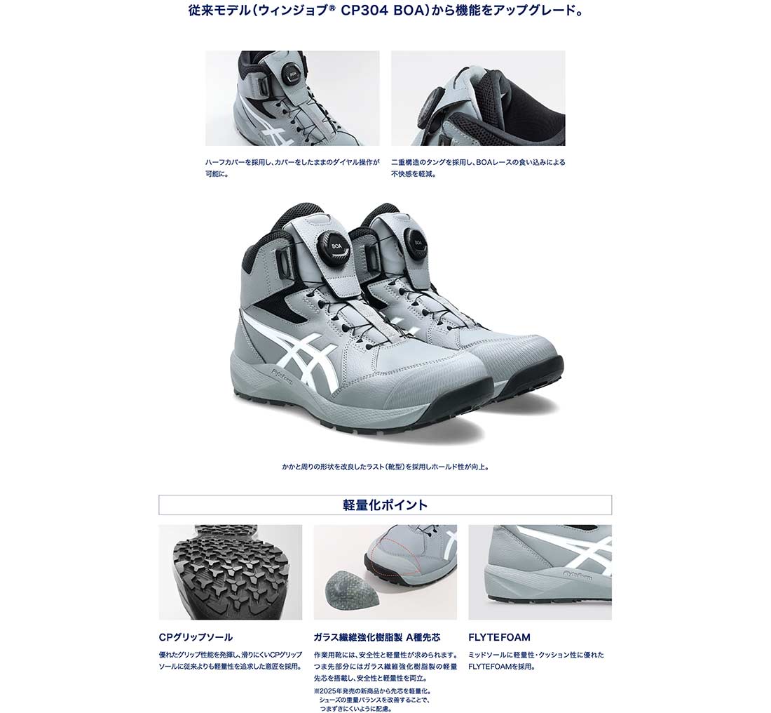 アシックス 安全靴 ウィンジョブ CP314 BOA ハイカット メンズ レディース ワイド3E相当 ダイヤル式 軽量 作業靴 ASICS WINJOB