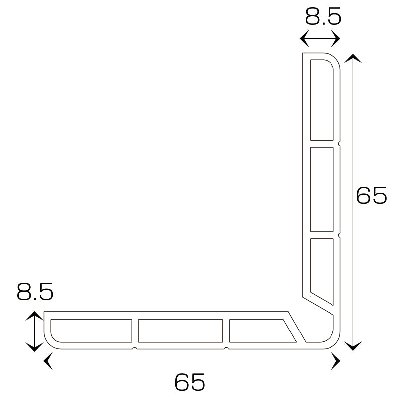 コーナーガード　粘着テープタイプ　長さ1000mm　65×65×8.5mm厚【日本製　信栄物産】衝撃保護材