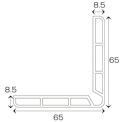 コーナーガード　粘着テープタイプ　長さ1000mm　65×65×8.5mm厚【日本製　信栄物産】衝撃保護材