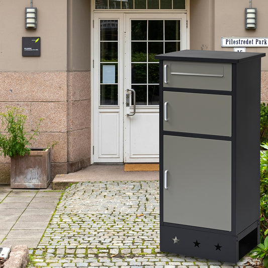 【公式】TBB-4911-BB 宅配ボックス3段 ブラック×ブラウン ダイマツ　DM限定　オリジナル宅配BOX　～安心で丈夫な設計～　ご不在時の置き配にピッタリな商品です。　宅配ボックス　一戸建て用　大型　特大　大容量　置き配ボックス　防水　アパート　マンション